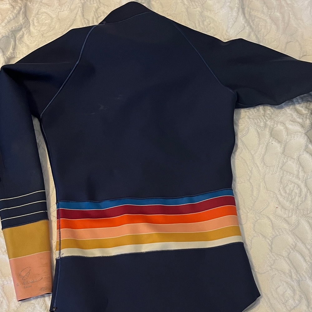 Rip Curl Navy Wetsuit retro Colorful Stripe women size 6/10 - Picture 4 of 5